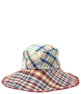 Multi Color Cotton Large Plaid Hat