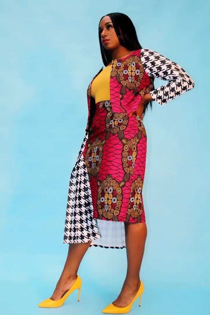 New in SOOMACHI African Ankara Print Jacket and Skirt Set