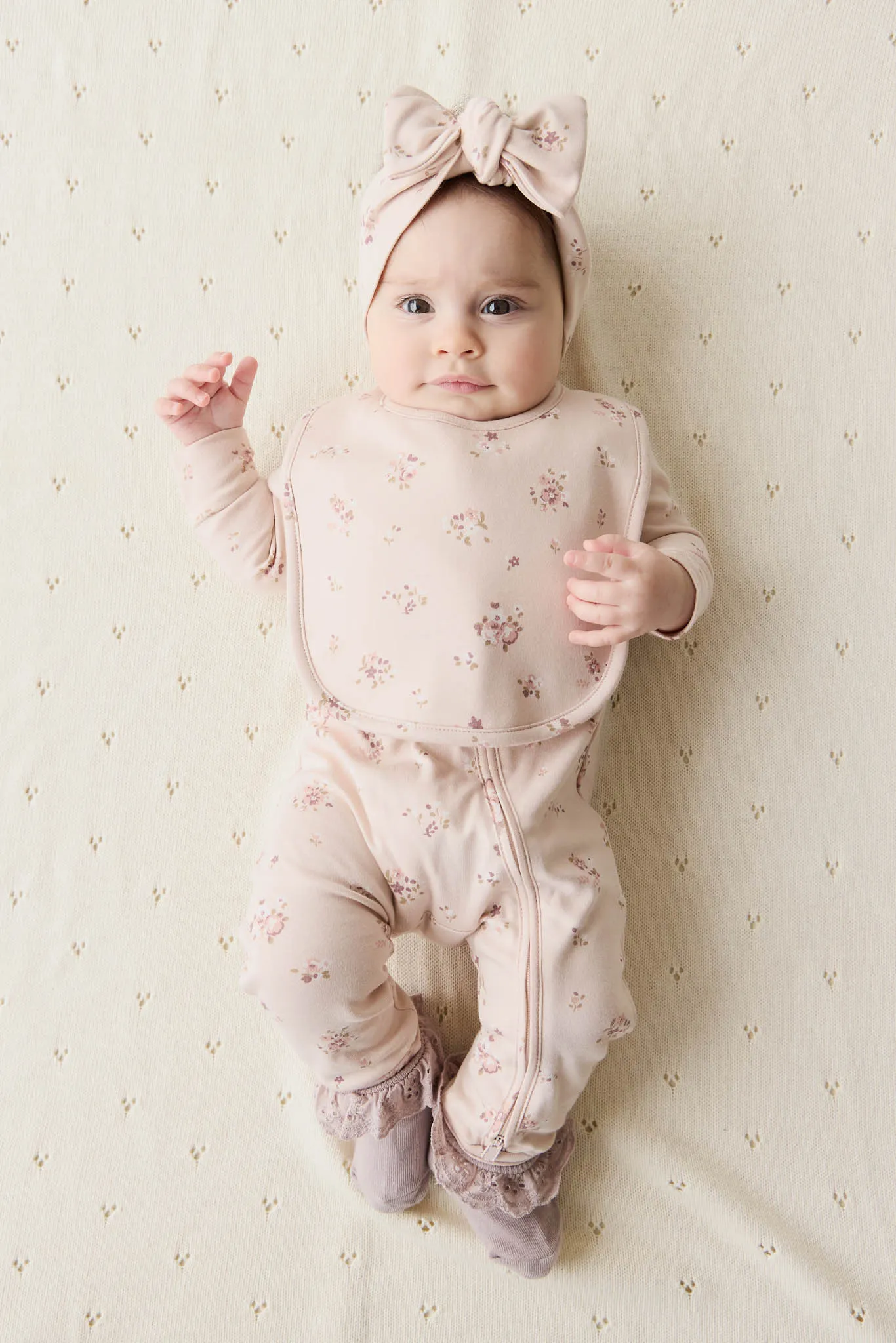 Organic Cotton Bib - Petite Fleur Soft Peony