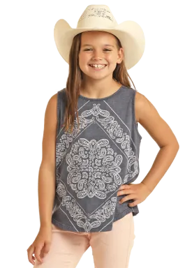 Panhandle Slim® Girls Blue Bandana Print Tank Top