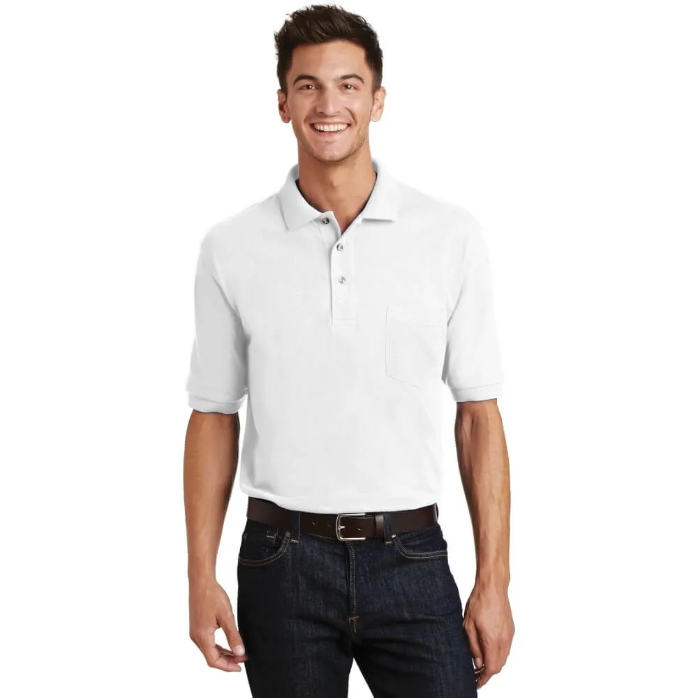 Port Authority Heavyweight Cotton Pique Polo with Pocket