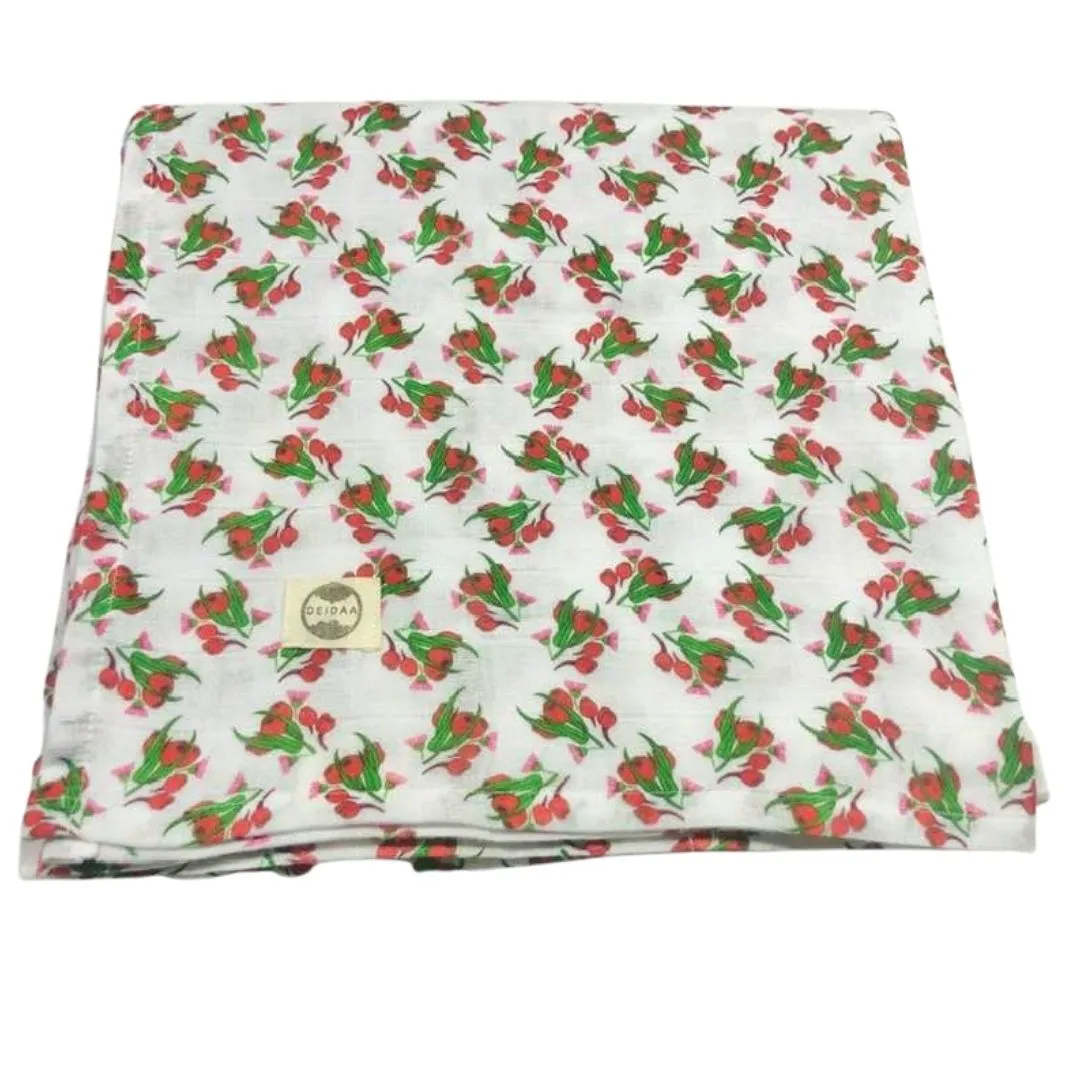 Printed Organic Cotton Muslin Baby Swaddle