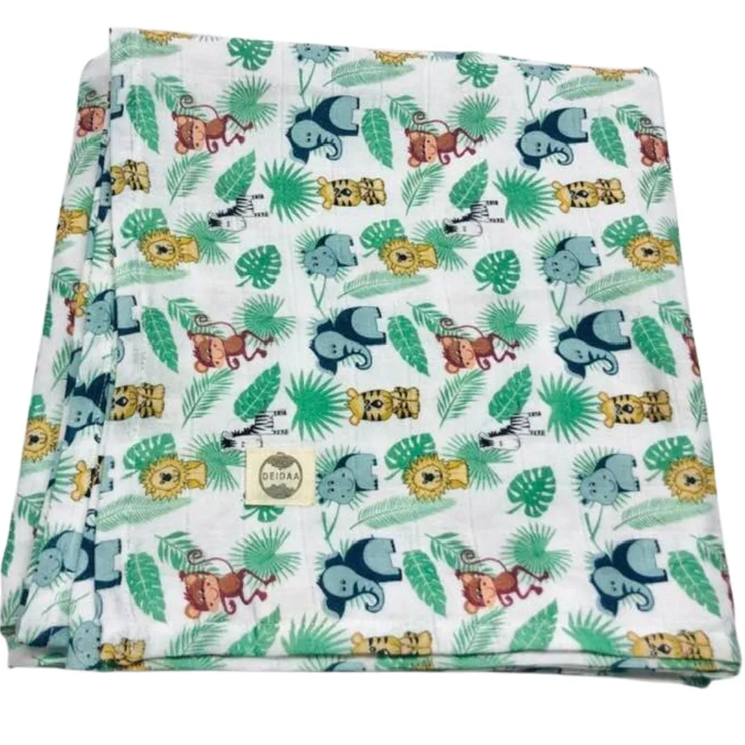 Printed Organic Cotton Muslin Baby Swaddle