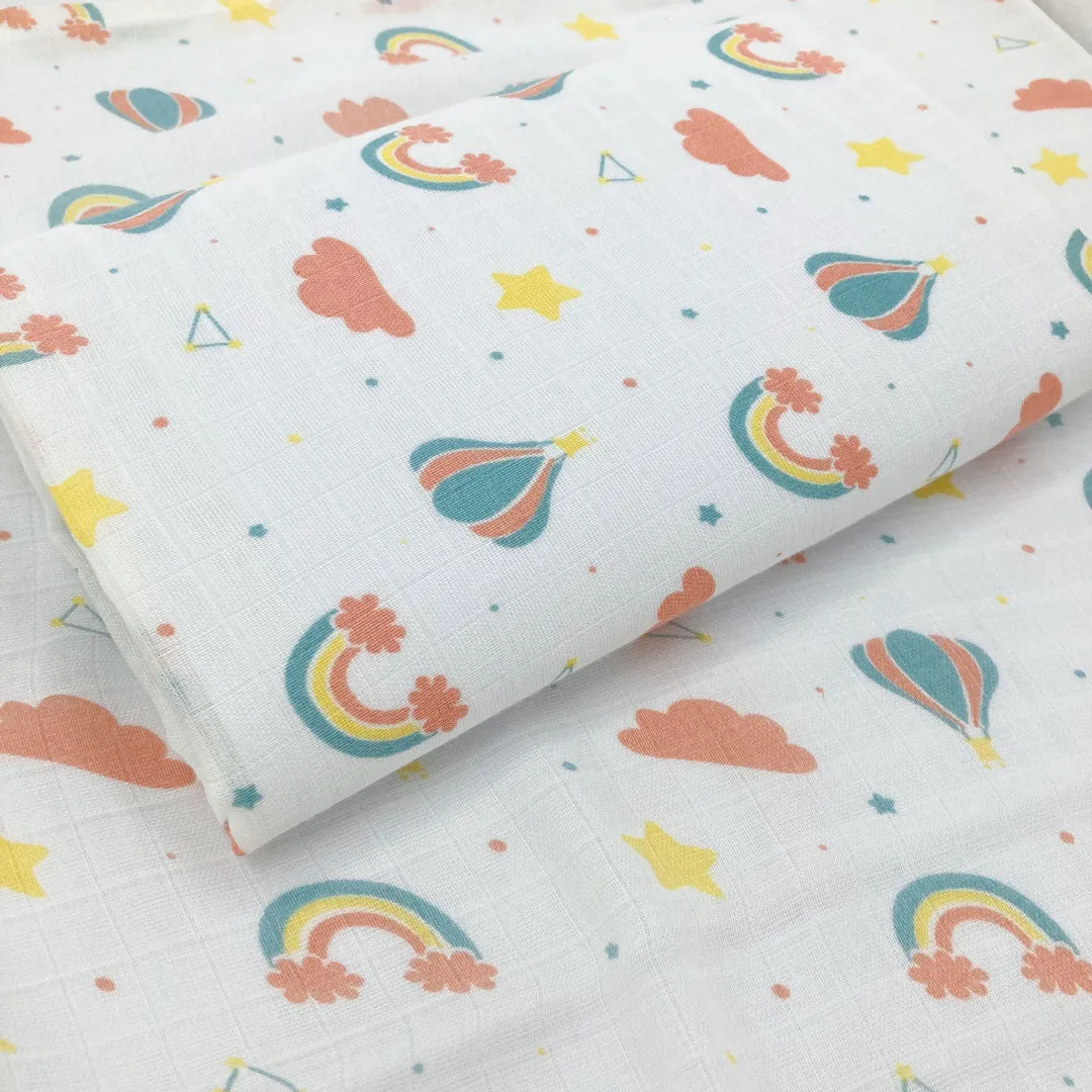 Rainbow & Sky - Soft Bamboo Cotton Muslin Swaddle -Towel