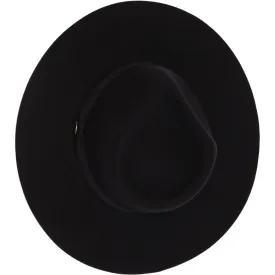 RIBBON BAND TRIM WOOL FELT PANAMA HAT - Black