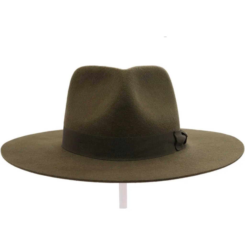 RIBBON BAND TRIM WOOL FELT PANAMA HAT - Black