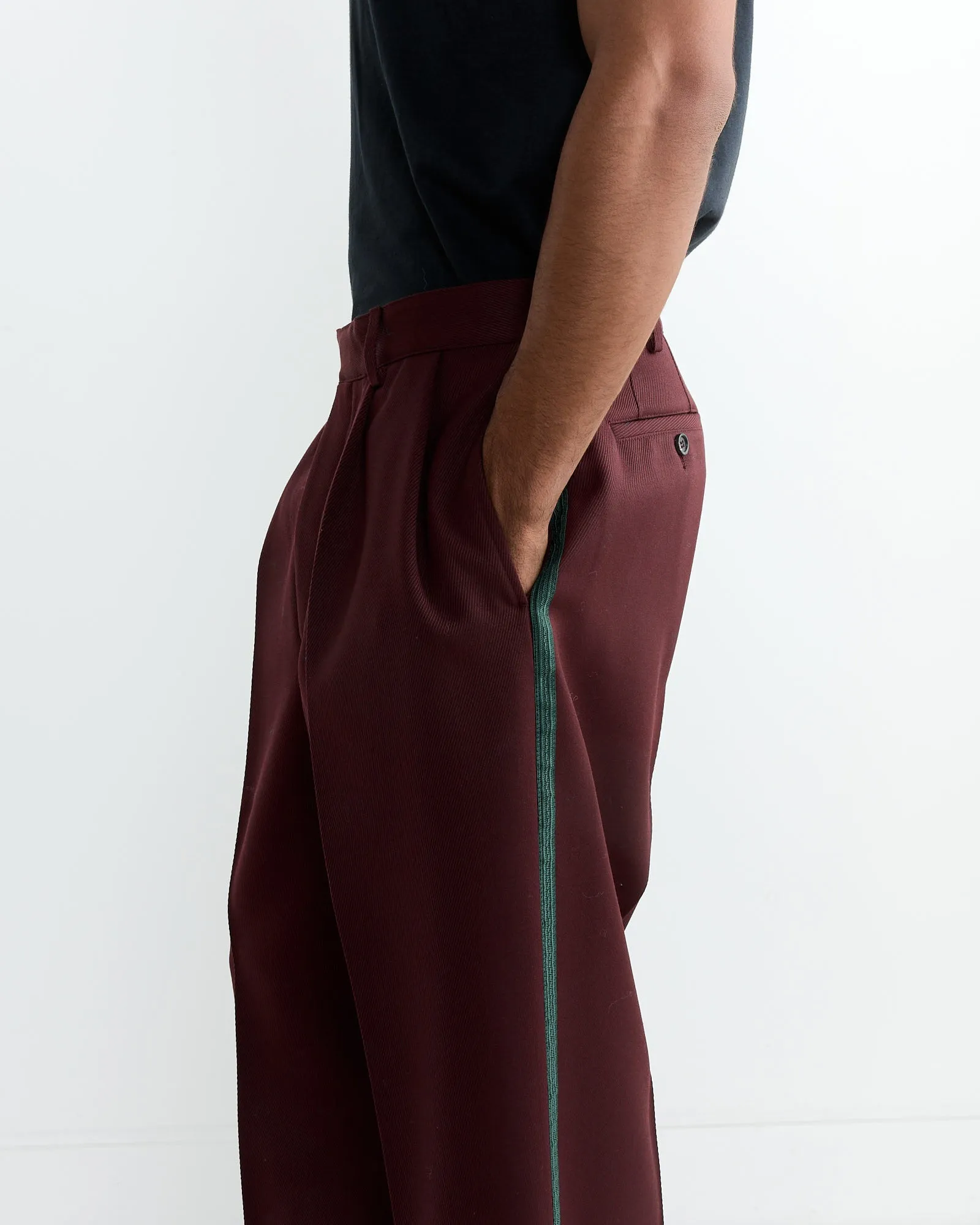 Riding Twill Braided Trouser in Burgundy