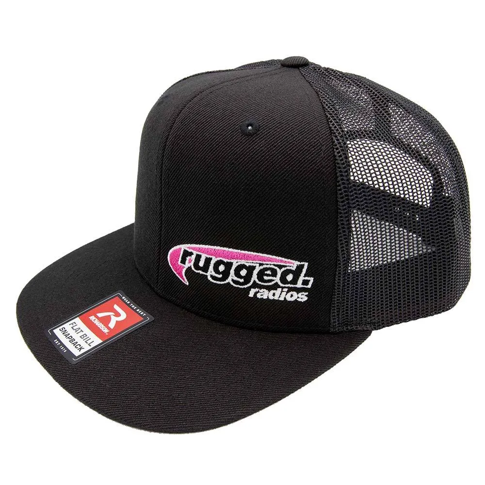 Rugged Radios PINK Flat Bill Snapback Hat - Black