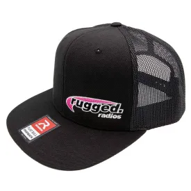 Rugged Radios PINK Flat Bill Snapback Hat - Black