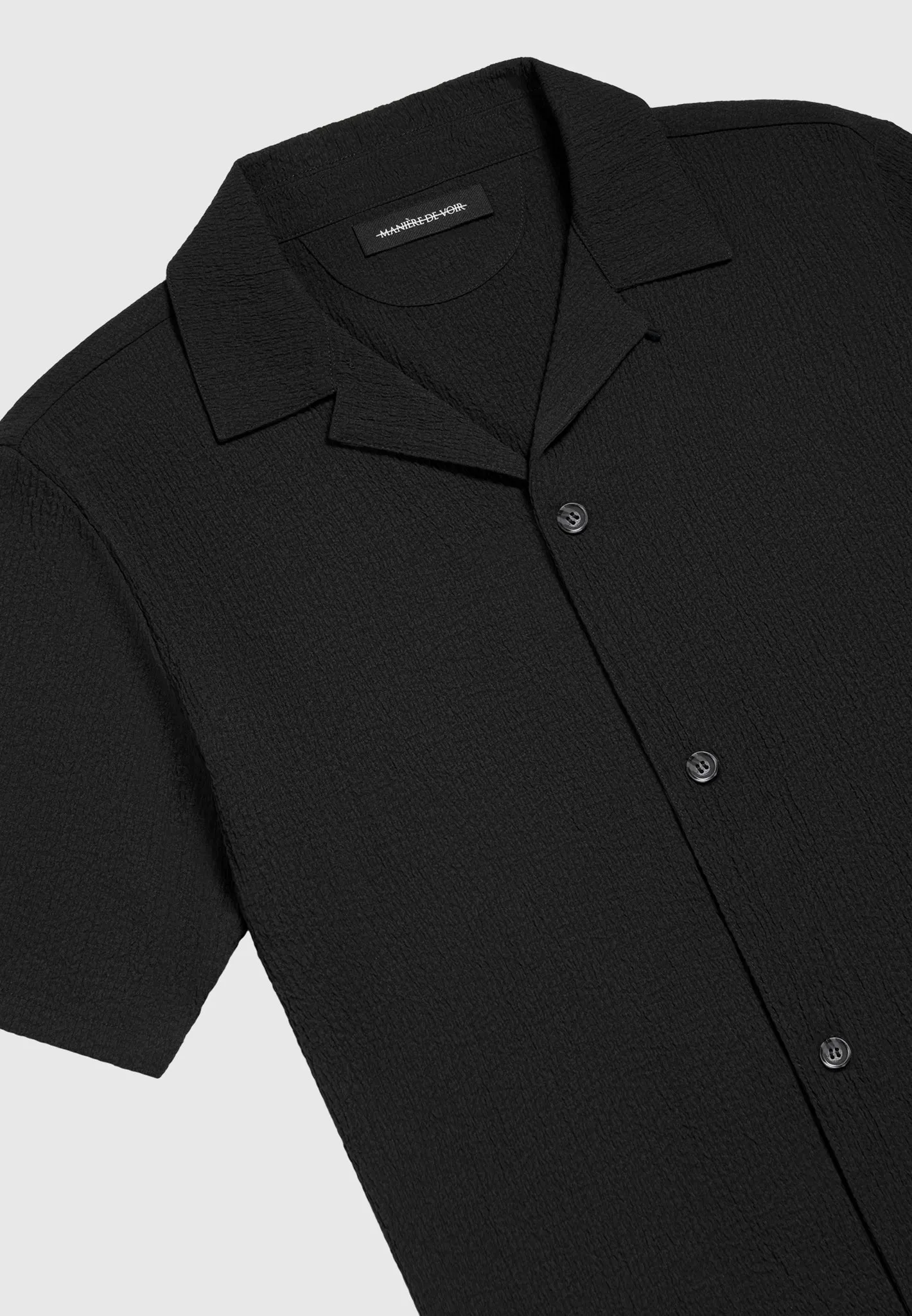 Seersucker Revere Shirt - Black