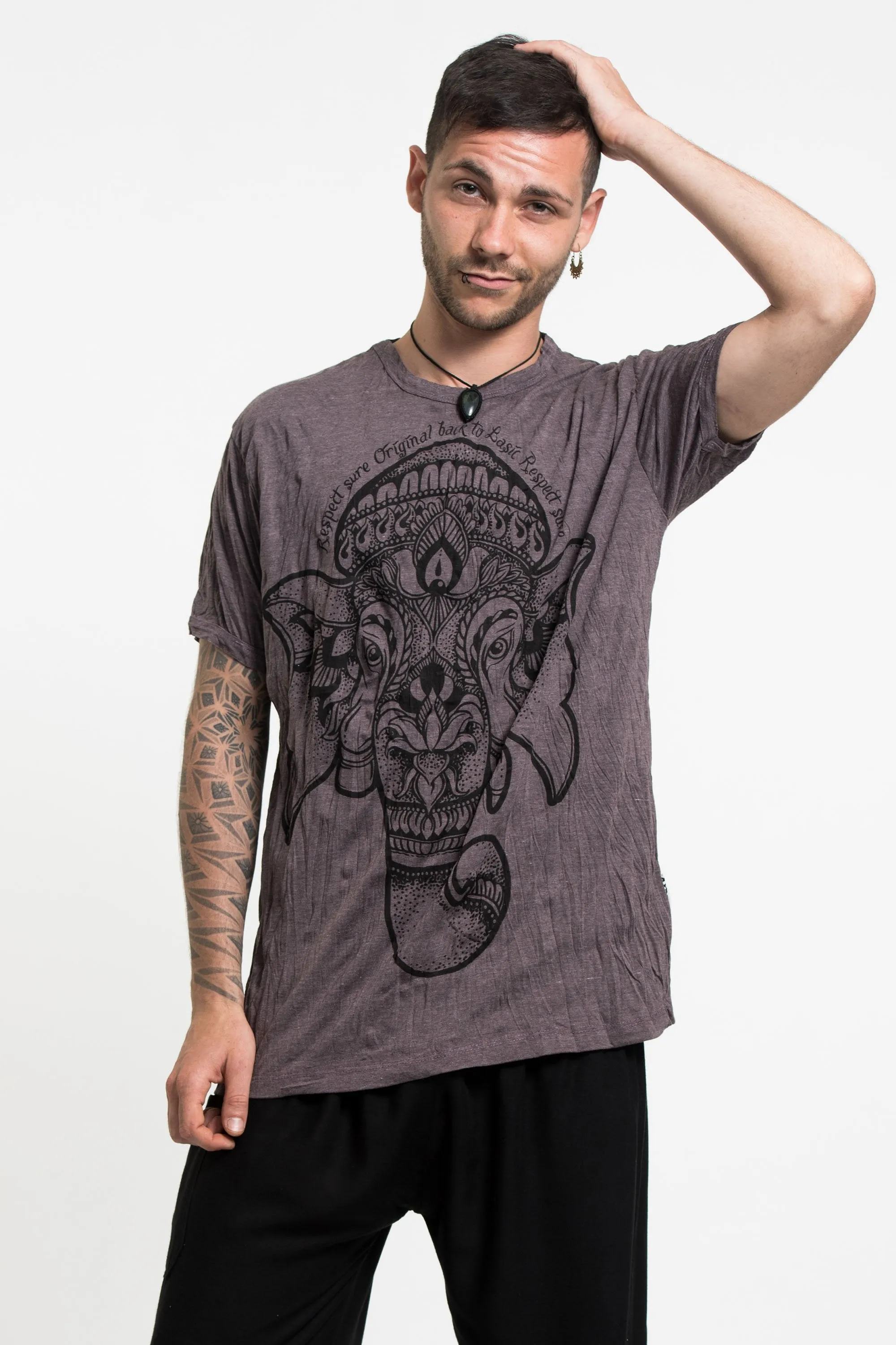 Sure Design Men's Lotus Ganesh T-Shirt in Brown