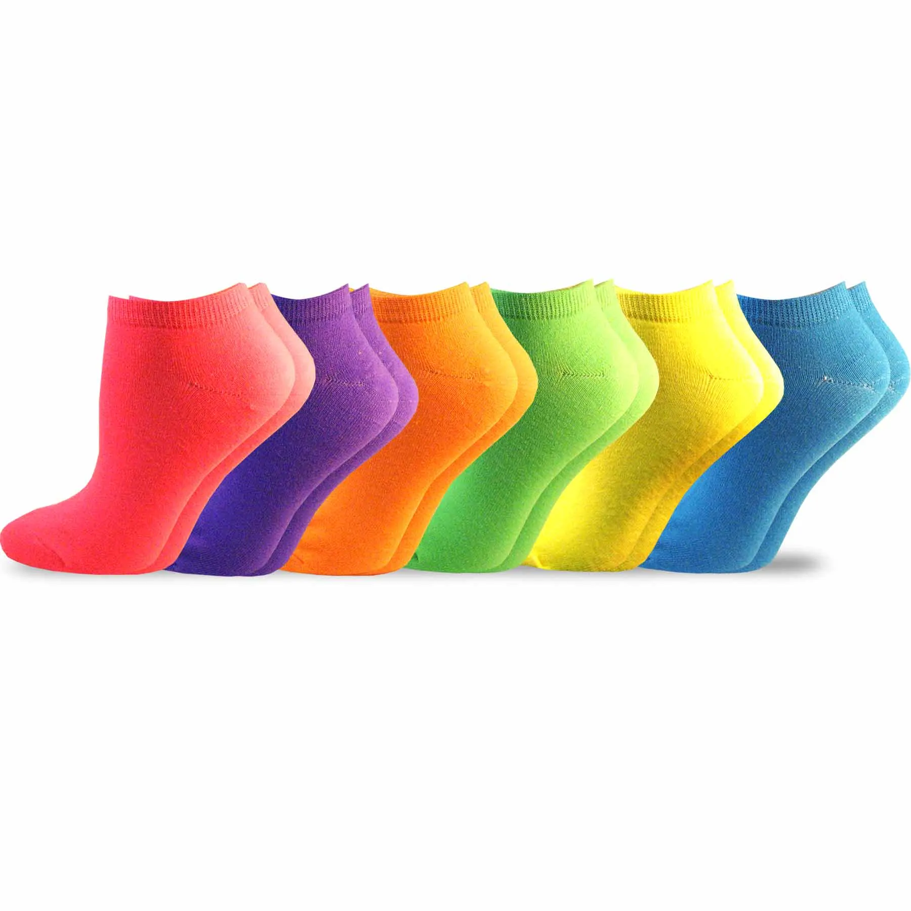 TeeHee Socks Women's Casual Acrylic No Show Solid Neon 6-Pack (10052)