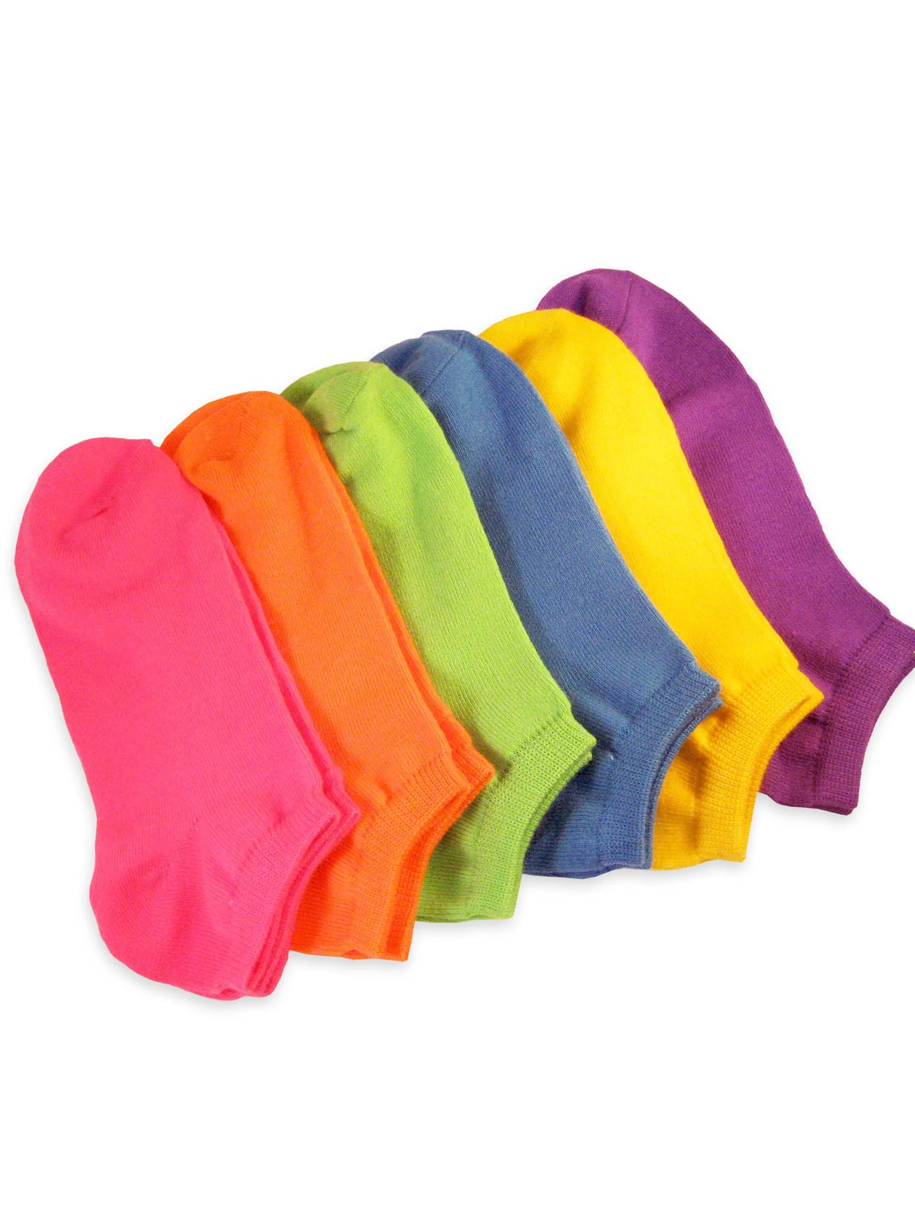 TeeHee Socks Women's Casual Acrylic No Show Solid Neon 6-Pack (10052)