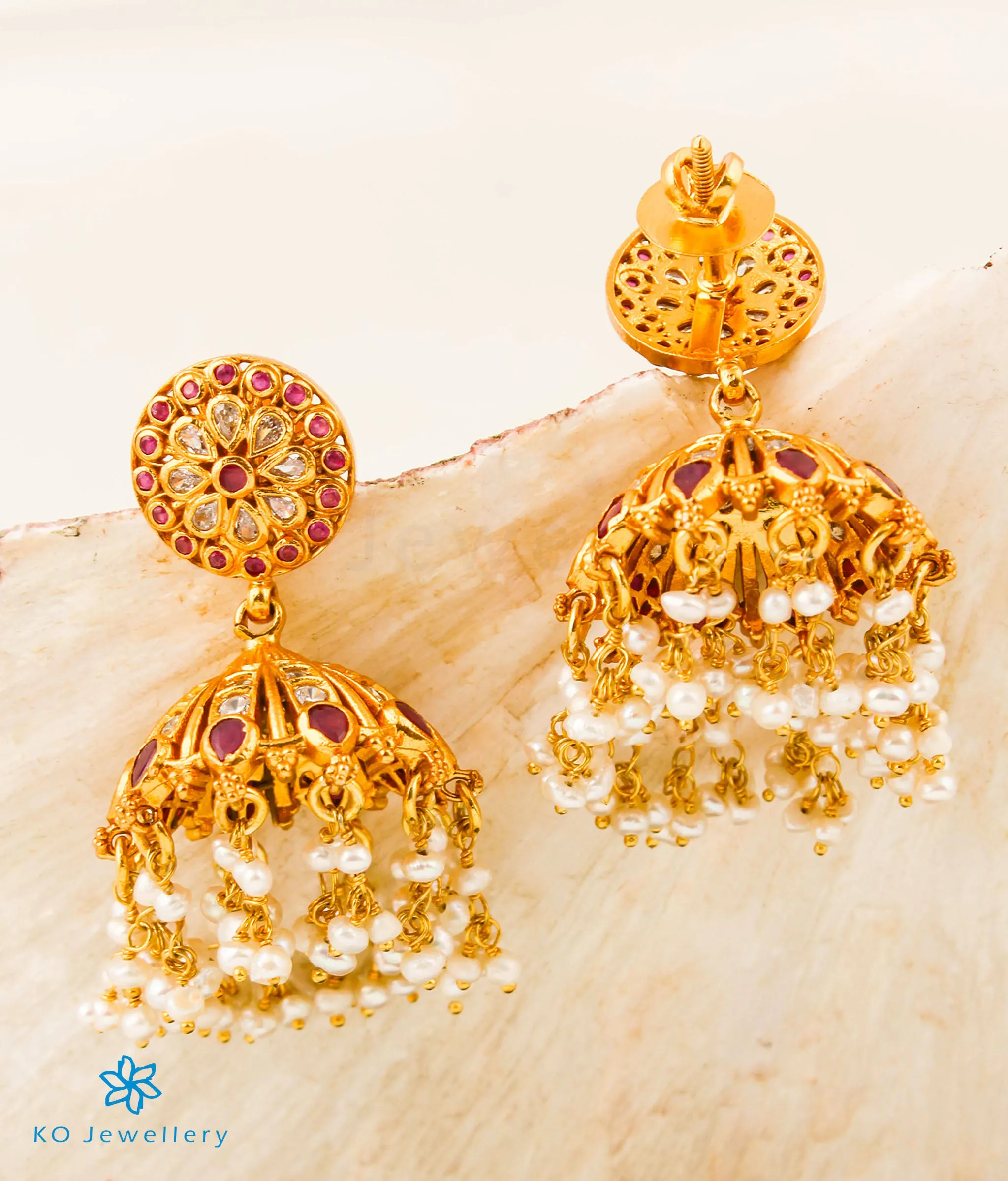 The Avika Silver Pearl Jhumkas