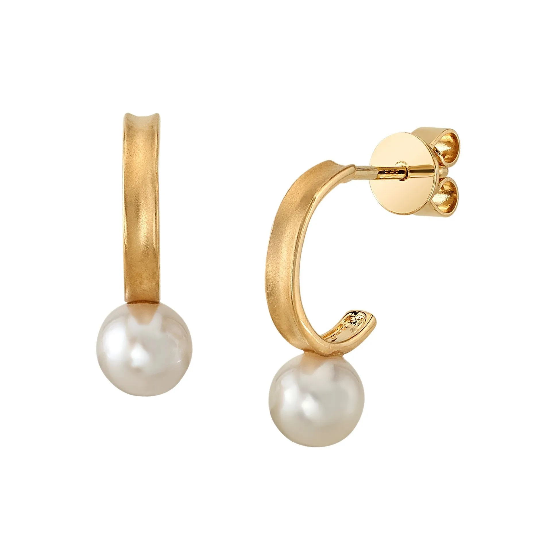 White Akoya Pearl Huggie Helena Earrings