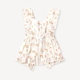 Wildflowers Ruffle Tie Back Baby Romper (Organic Muslin)