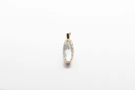 Yellow Gold Blue Topaz Milgrain Pendant