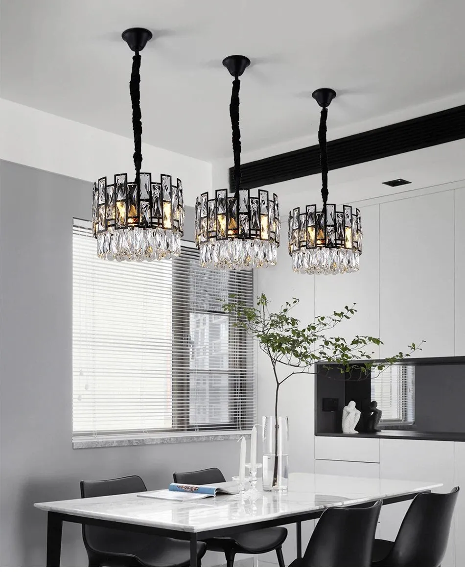 YLK Luxee black crystal minimalist Pendant Hanging Light fixture