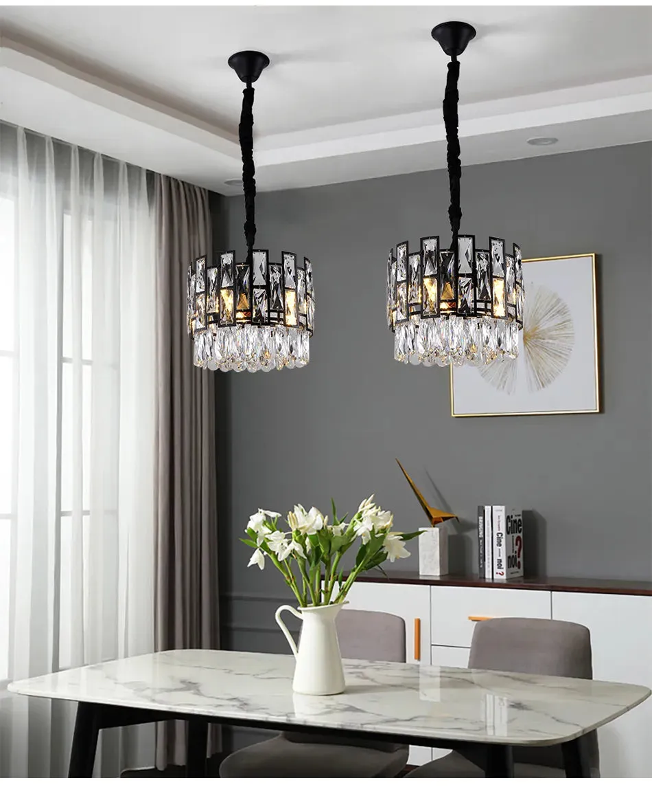 YLK Luxee black crystal minimalist Pendant Hanging Light fixture