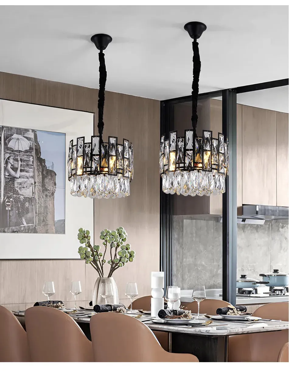 YLK Luxee black crystal minimalist Pendant Hanging Light fixture