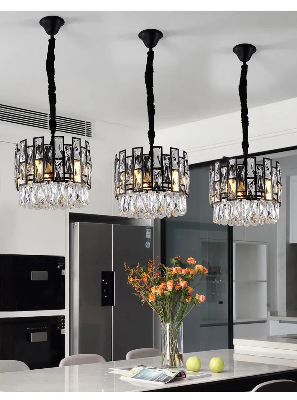 YLK Luxee black crystal minimalist Pendant Hanging Light fixture