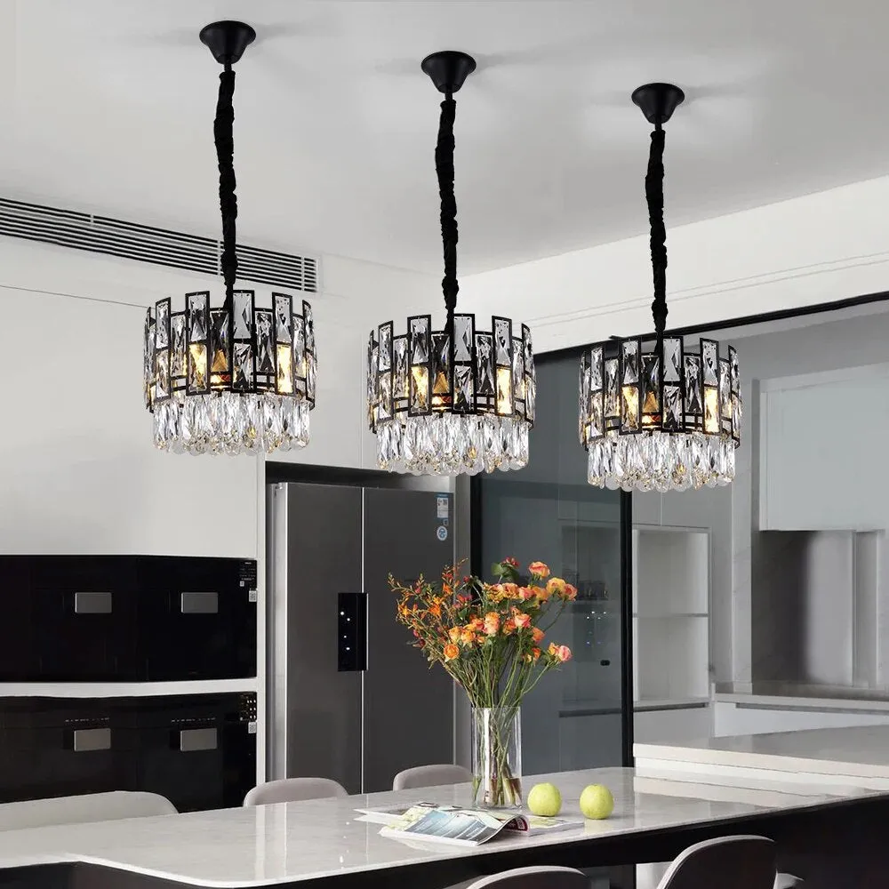 YLK Luxee black crystal minimalist Pendant Hanging Light fixture